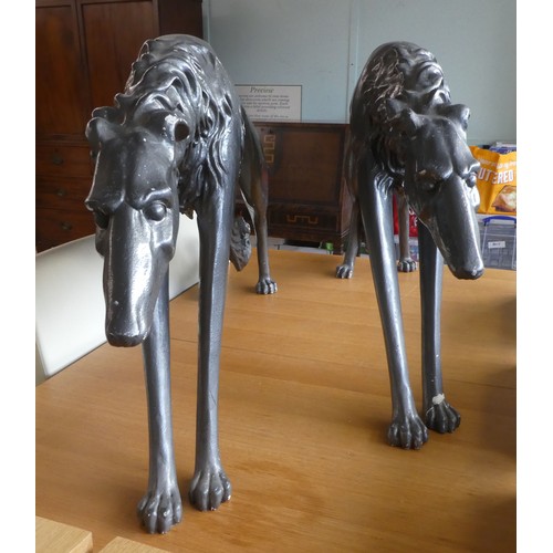 61 - Two grey painted composition/plaster model lurchers  26