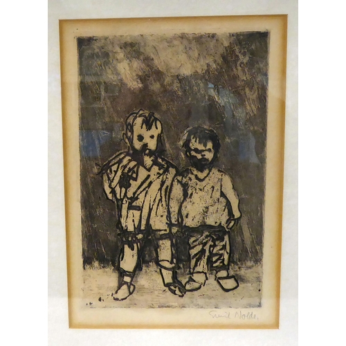 100 - After Chris Nolde - 'Lausbuben'  etching & aquatint (1908)  bears a pencil signature  9