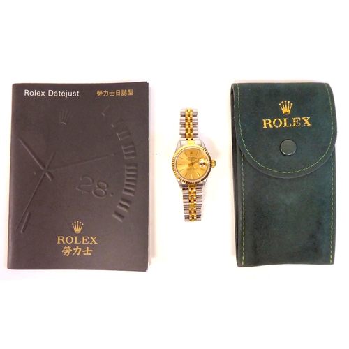 116 - A lady's Rolex Oyster Datejust bi-coloured, stainless steel bracelet Superlitive Chronometer wristwa... 