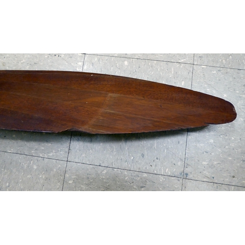 125 - A vintage laminated teak/mahogany aircraft propeller, dating from the 1930s, bears several reference... 