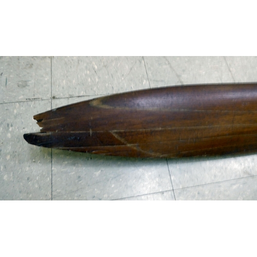 125 - A vintage laminated teak/mahogany aircraft propeller, dating from the 1930s, bears several reference... 