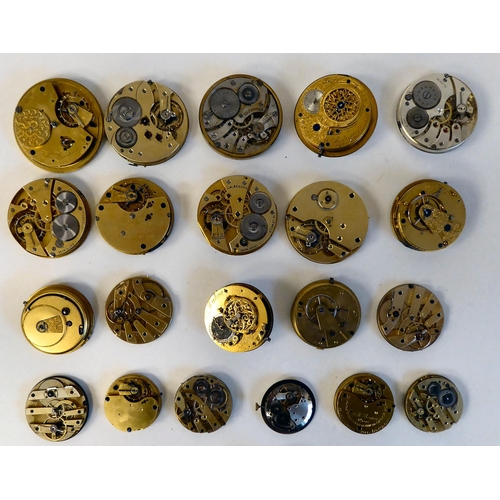 134 - Various pocket watch and other movements, faced by Arabic and Roman dials