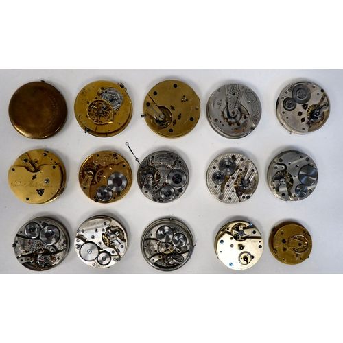 135 - Various pocket watch and other movements, faced by Arabic and Roman dials