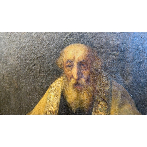 144 - Hans Tiel - a study of a seated Rabbi  oil on canvas  bears a signature  11