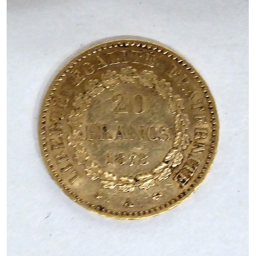 149 - A French Republique 1878 20 franc gold coin