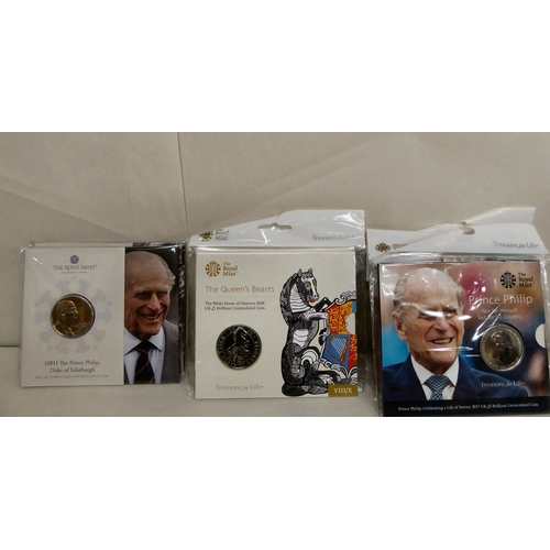 161 - Royal Mint proof collector's coins: to include a Prince Philip Commemorative £5