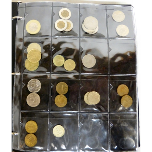 162 - Uncollated coins and banknotes from various continents: to include a 1988 £1 coin