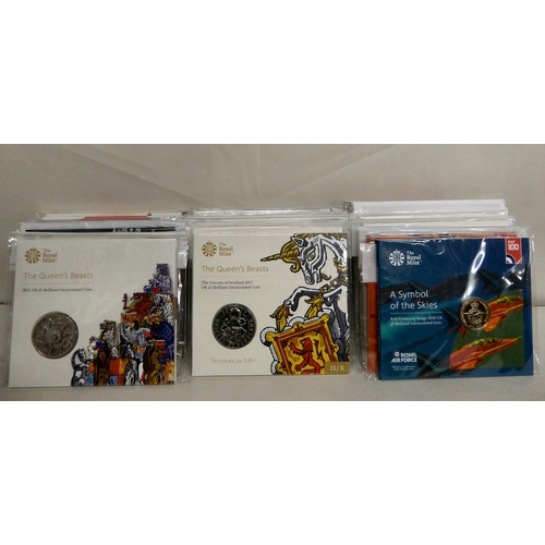 166 - Royal Mint proof collector's coins: to include 'The Queens Beast' £5