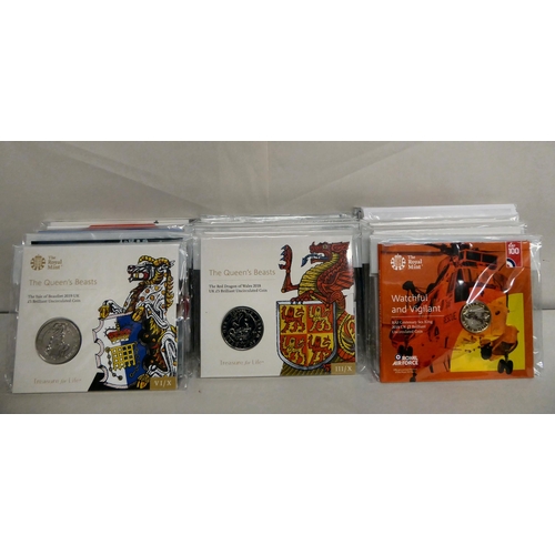 166 - Royal Mint proof collector's coins: to include 'The Queens Beast' £5