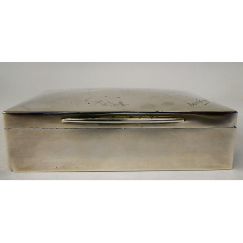 2 - A late Victorian silver Bezique box with a hinged lid and blue hide lining, inscribed Thornhill, 144... 