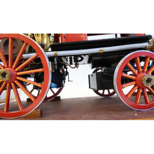 201 - A scratch built scale model, replica of a late 19thC two horse drawn fire engine with 'Metropolitan'... 