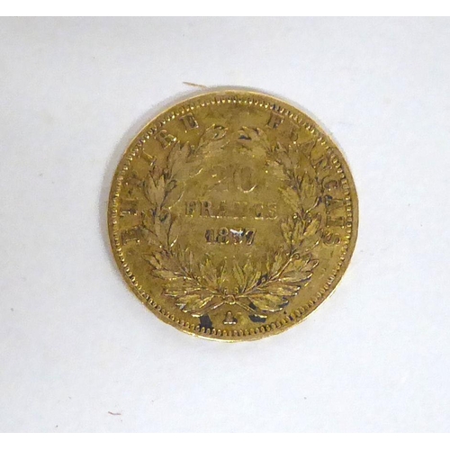 203 - A Napoleon III 1857 20 franc gold coin