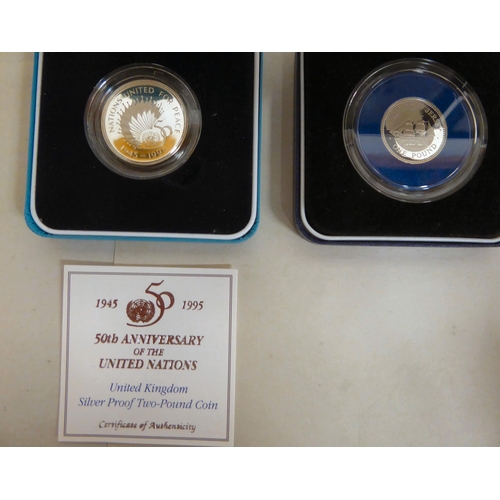 213 - Silver proof collector's coins: to include a 1992 Jersey £1