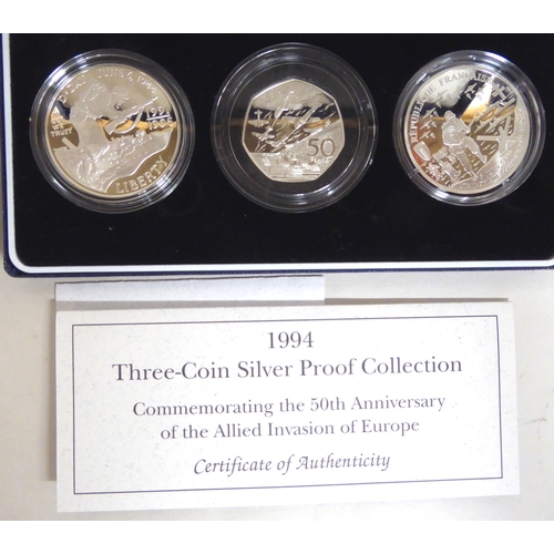 213 - Silver proof collector's coins: to include a 1992 Jersey £1