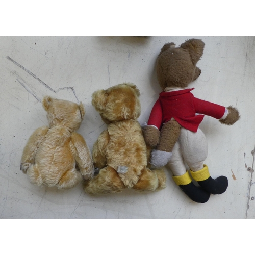 26 - A Merrythought plush mohair covered pyjama case; an unmarked fox wearing hunting pink  16