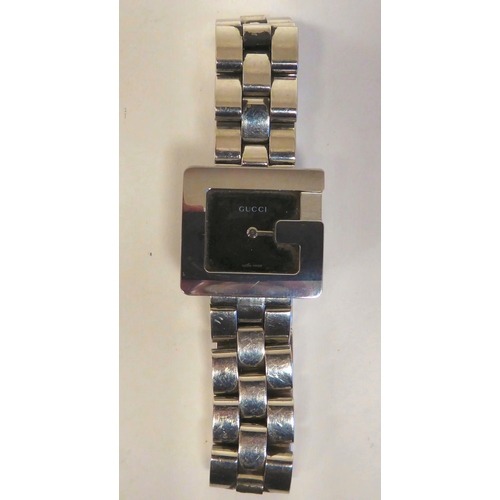 272 - A lady's Gucci stainless steel cased bracelet wristwatch  stamped 007 8286 & 3800L, faced b... 