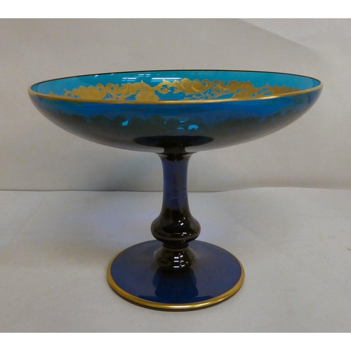 275 - Glassware: to include a Saint Louis blue comport with gilded highlights  5