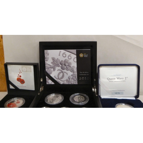 277 - Silver proof collector's coins: to include The Britannia Two pound and stamp set