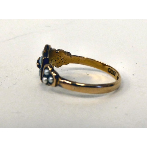 294 - A 15ct gold pearl and diamond set ring