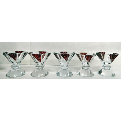 295 - A Continental ruby and clear glass liqueur decanter of diamond form  10.5