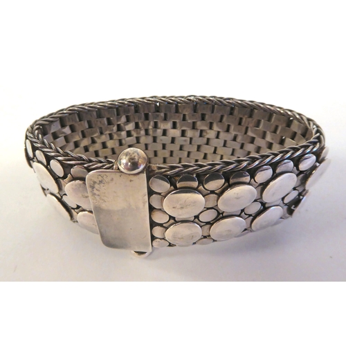 298 - A silver coloured metal flexible mesh style bracelet  stamped 925