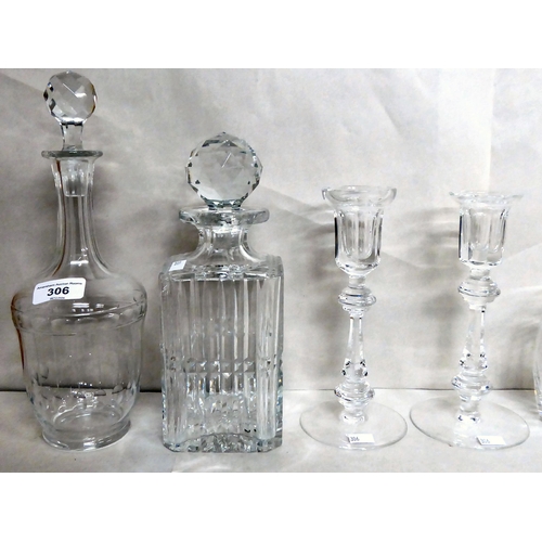 306 - Glassware: to include a pair of Waterford crystal candlesticks  8