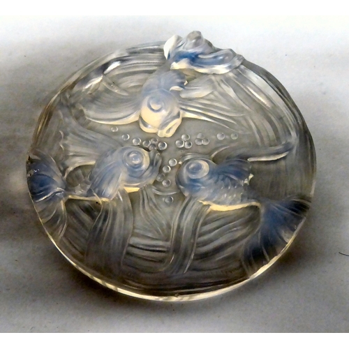 309 - A Verlys iridescent glass plaque, moulded in relief with fish  12