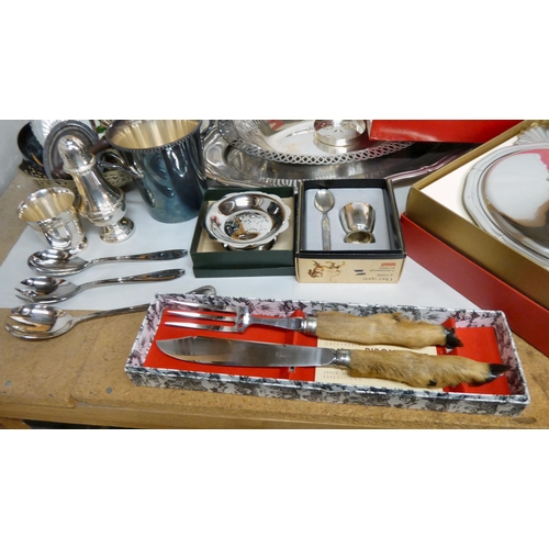 315 - Metalware: to include a Christofle silver plated serving platter with a cast wavy border  18