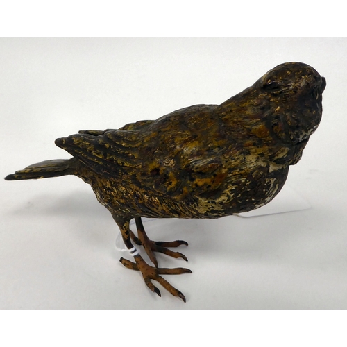 331 - A Bergman painted cold cast model, a thrush  bears indistinct marks  approx. 3.5