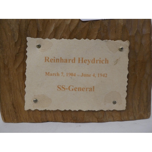 35 - A German carved wooden bust, the SS General Reinhard Heydrich, D June 4 1942  13