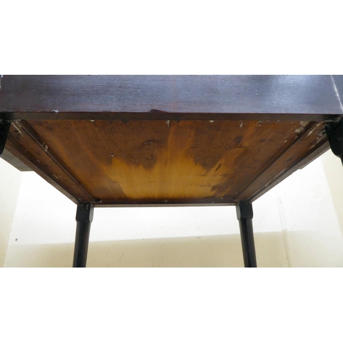 356 - A late Georgian oak Pembroke table with a frieze drawer and cast brass bail handles, raised on turne... 