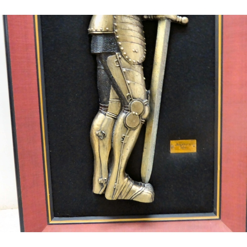 357 - A composition three dimensional wall plaque, depicting a knight in armour  33