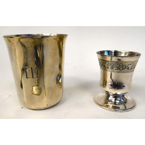 379 - Silver coloured and white metal collectables: to include a French beaker of octagonal form