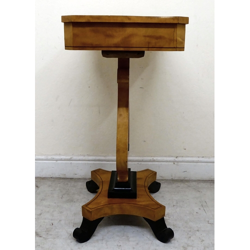 388 - A modern Egyptian Biedermeier style bleached and maple veneered side table, the top with a frieze dr... 