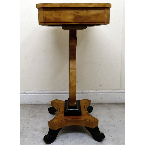 388 - A modern Egyptian Biedermeier style bleached and maple veneered side table, the top with a frieze dr... 