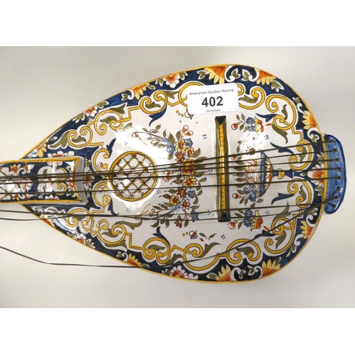 402 - A French faience model of a mandolin  20