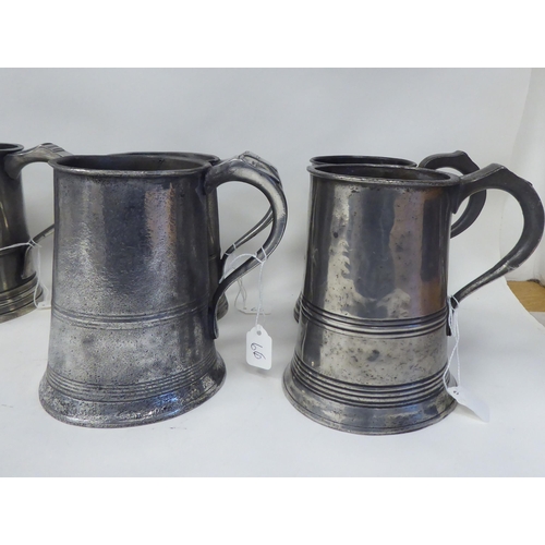 66 - Ten similar 18th and 19thC pewter, quartz size mugs