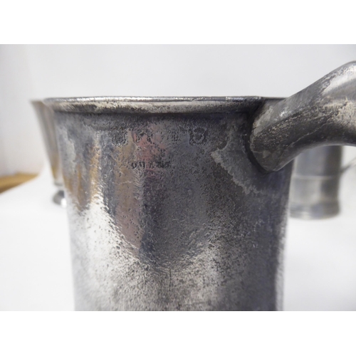 66 - Ten similar 18th and 19thC pewter, quartz size mugs