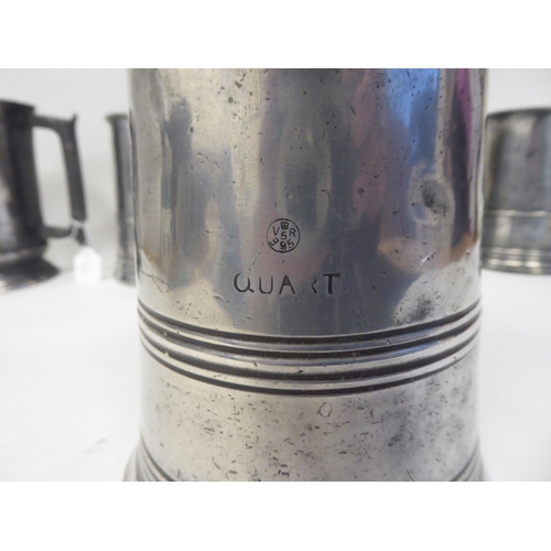 66 - Ten similar 18th and 19thC pewter, quartz size mugs