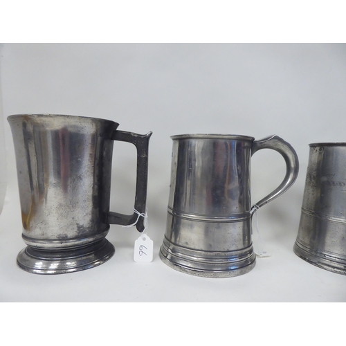 66 - Ten similar 18th and 19thC pewter, quartz size mugs