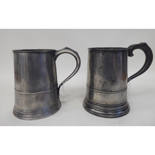 66 - Ten similar 18th and 19thC pewter, quartz size mugs