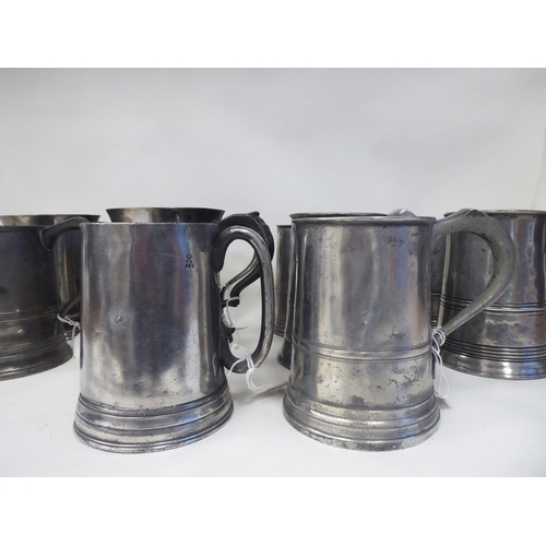 66 - Ten similar 18th and 19thC pewter, quartz size mugs