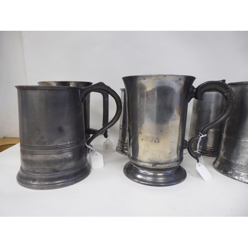 66 - Ten similar 18th and 19thC pewter, quartz size mugs