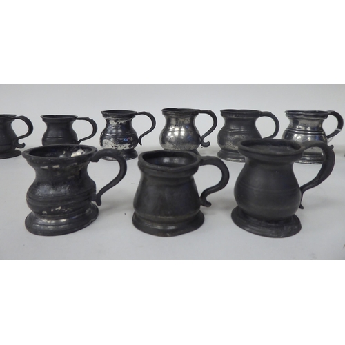 67 - Twelve similar 18th and 19thC pewter, baluster shape measures