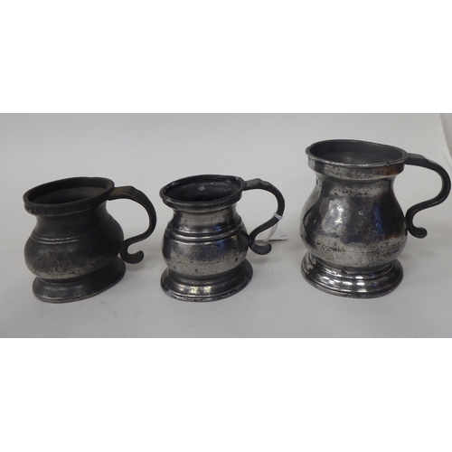 67 - Twelve similar 18th and 19thC pewter, baluster shape measures