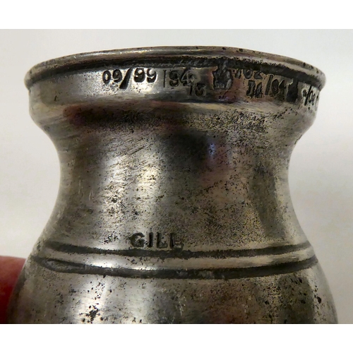 72 - 18th/19thC pewter artefacts: to include a range kettle with an animals head spout; and a pewter inkw... 