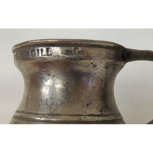 72 - 18th/19thC pewter artefacts: to include a range kettle with an animals head spout; and a pewter inkw... 