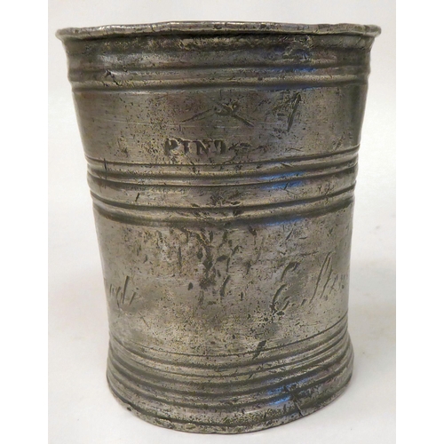 72 - 18th/19thC pewter artefacts: to include a range kettle with an animals head spout; and a pewter inkw... 