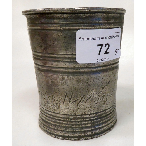 72 - 18th/19thC pewter artefacts: to include a range kettle with an animals head spout; and a pewter inkw... 