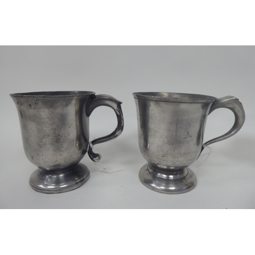 74 - Twelve various 18th/19thC pewter one pint (approx.) mugs of varying design